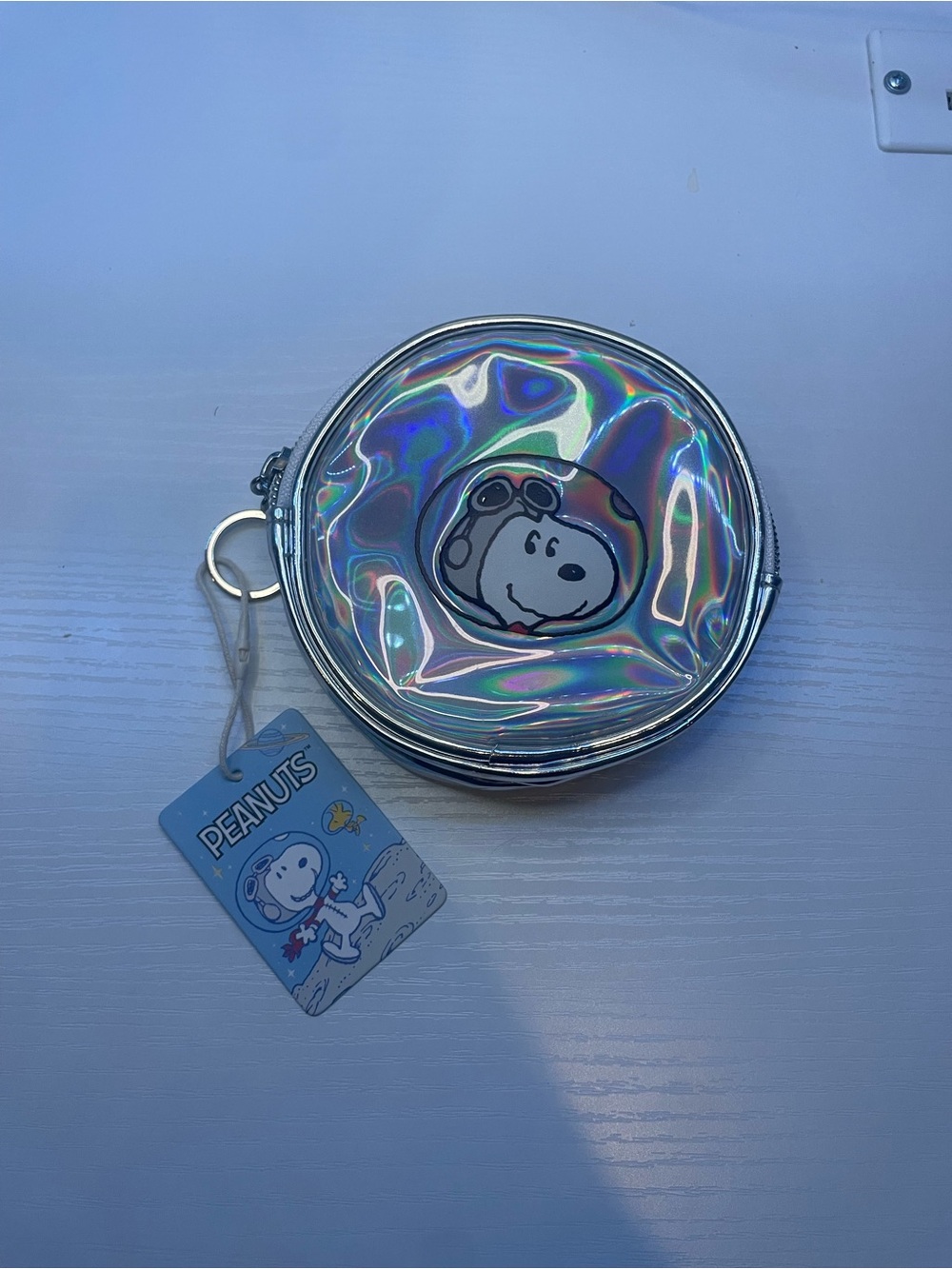 Peanuts Kids Holographic Snoopy Coin Pouch - Iridescent Silver